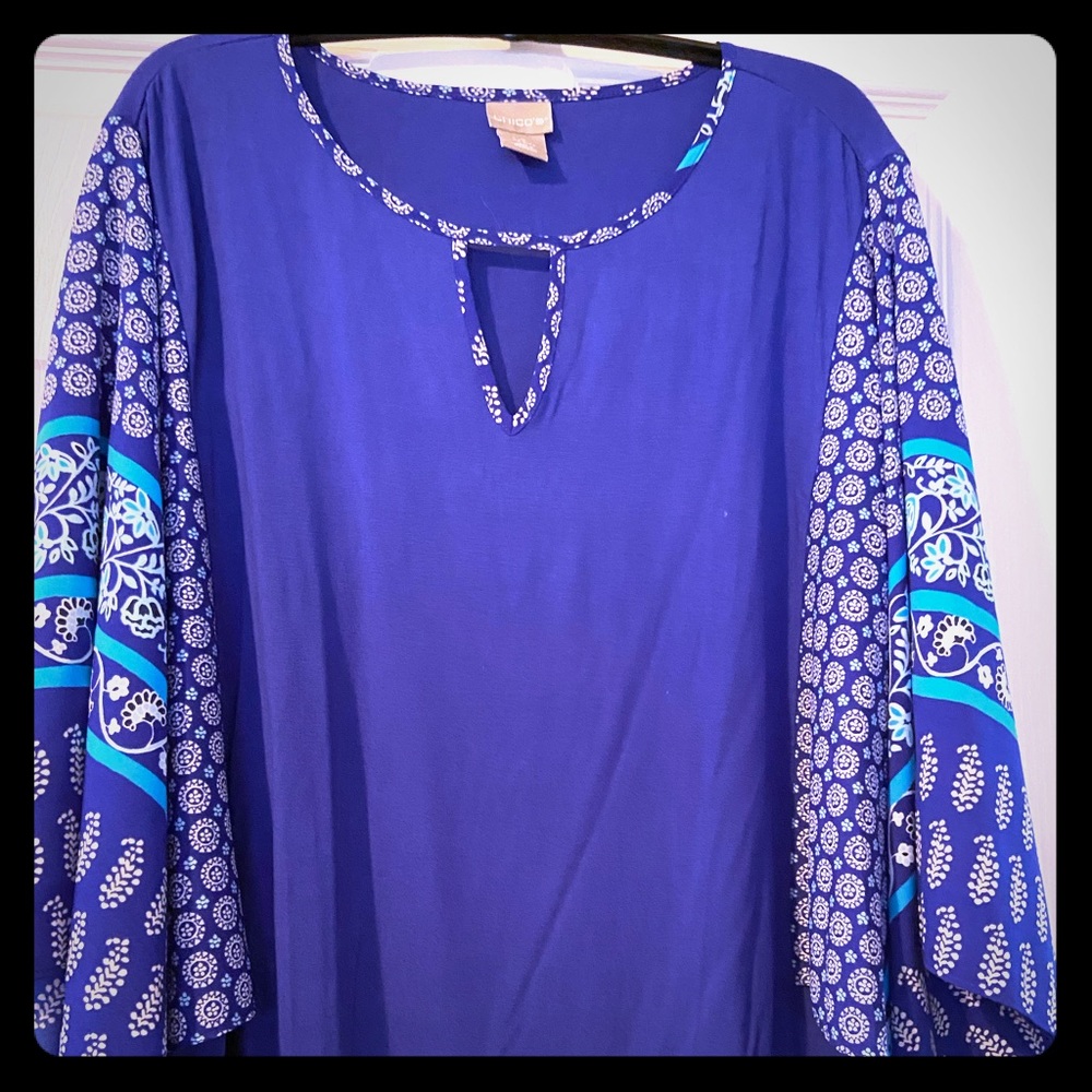 Chico’s dressy tee with scarf sleeves
